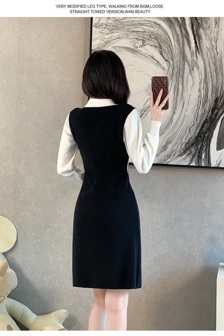 ĐẦM LEN PHỐI CỔ SƠ MI CAO CẤP D174